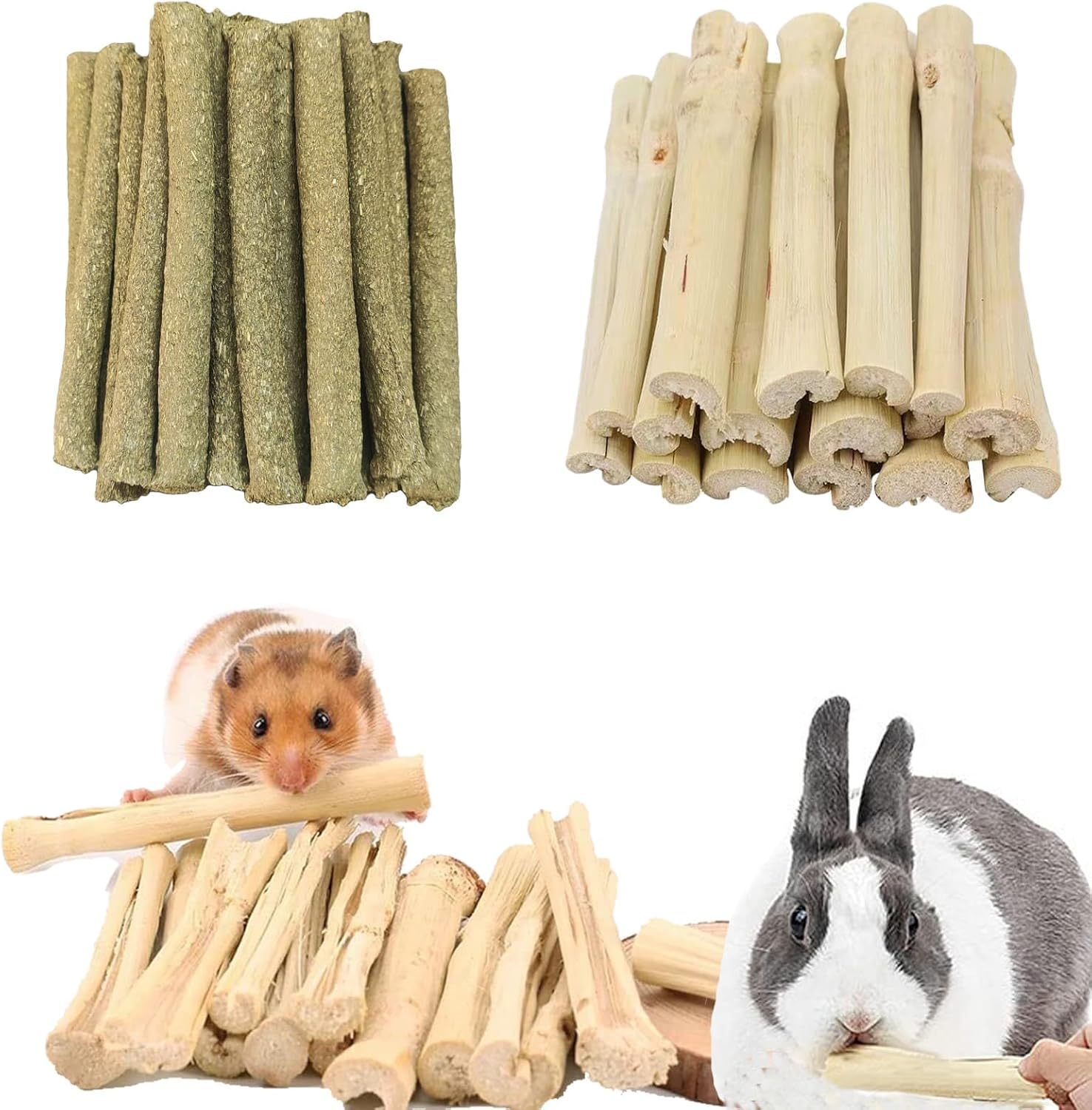 Guinea Pig Chew Toys for Teeth, Natural Timothy Hay Sticks