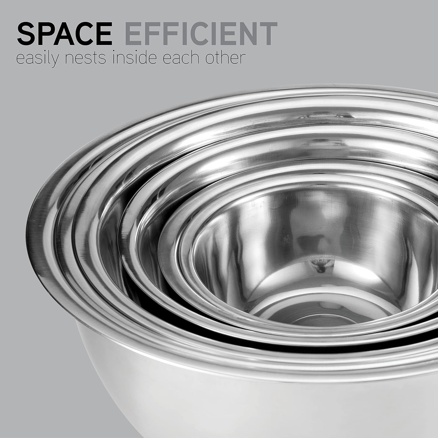 Juego de 5 cuencos de acero inoxidable para mezclar, cuencos de cocina de metal multiusos para hornear, preparar, cocinar y servir alimentos, ensaladas, verduras, tamaños 0.7, 1.5, 2, 3, 4.5