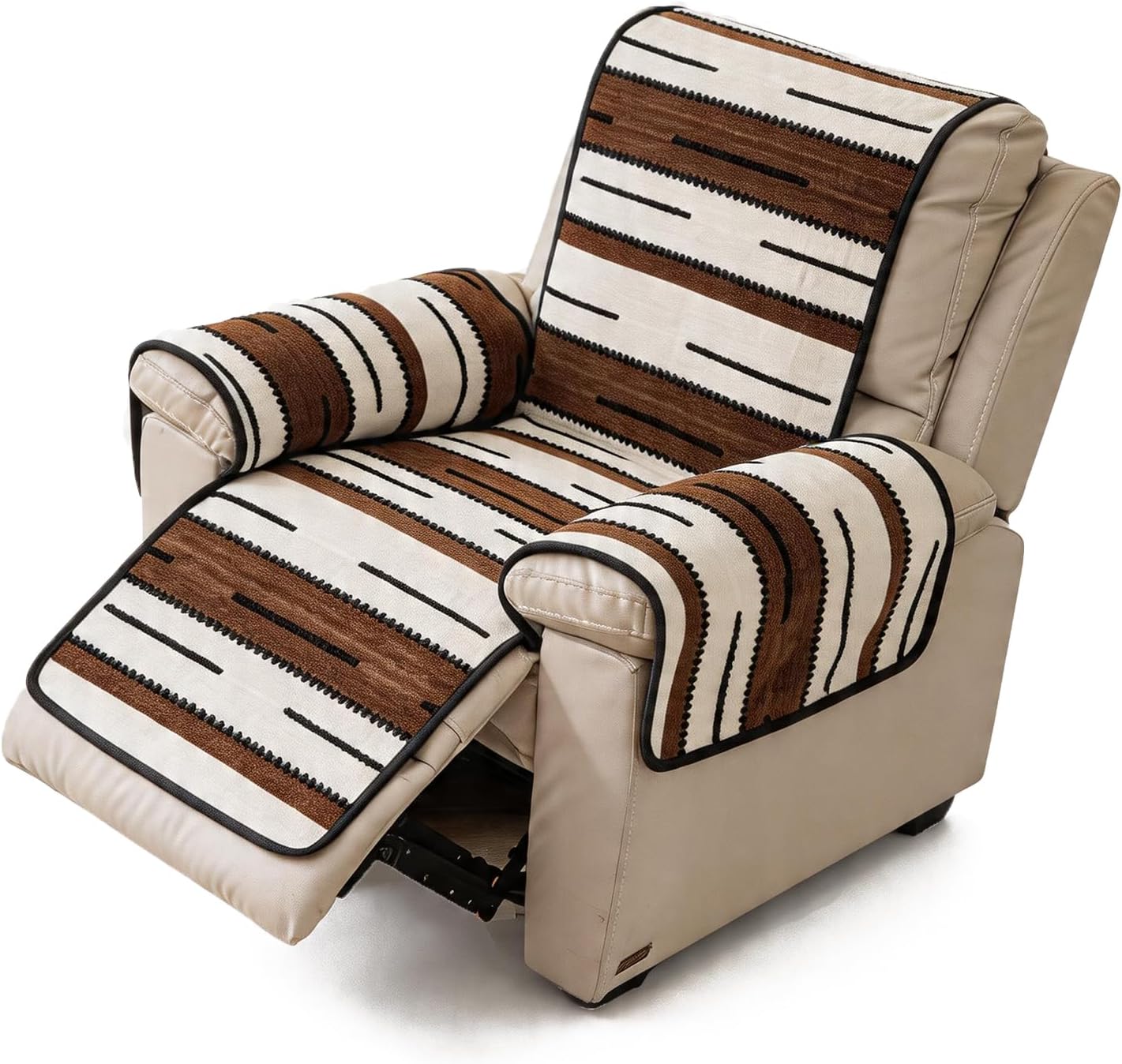Soft Recliner Chair Cover Non Slip Recliner Slipcover Washable Furniture Protector for Recliner Ideal for Kids and Pets Home Use,Brown,1seater