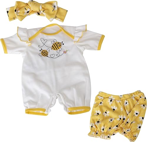 Milidool Reborn Baby Dolls Ropa Accesorios de Vestimenta Flor Amarilla y Abeja Juego de 3 piezas para muñeca Reborn de 20-22 pulgadas Recién Nacido