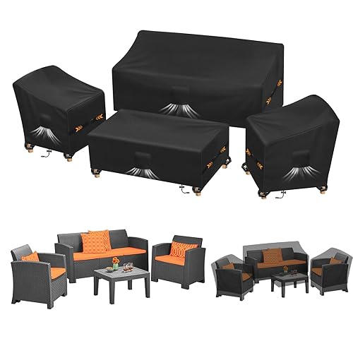 Kovshuiwe Patio Furniture Covers,4-Piece Outdoor Veranda Patio Garden Furniture Covers