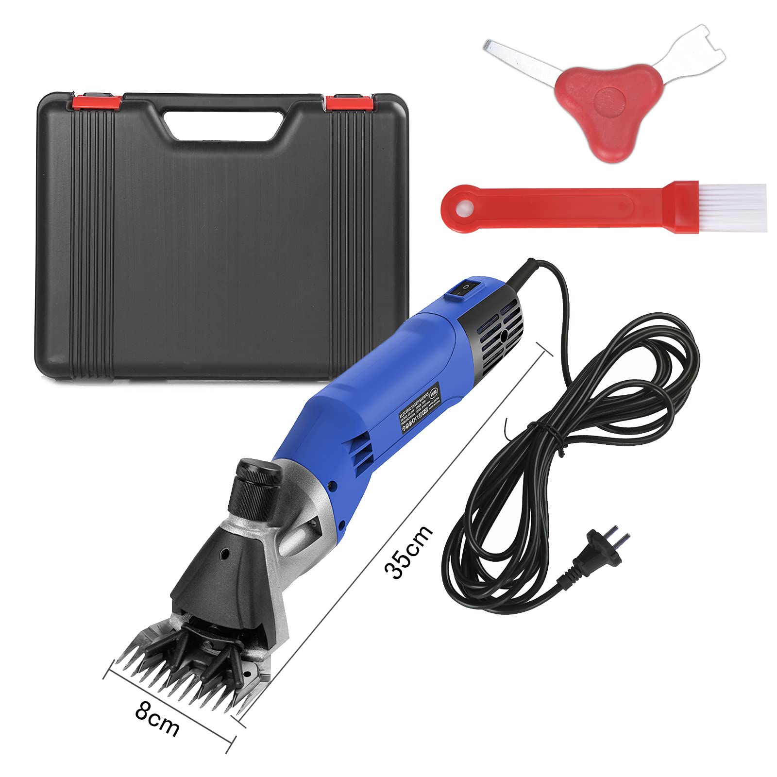 Vinteky Forbici elettriche per pecore, 780W Tosatrici professionali per la toelettatura degli animali Cesoie per capre regolabili Cesoie per lana per Sheep Horse Alpaca (Blu)