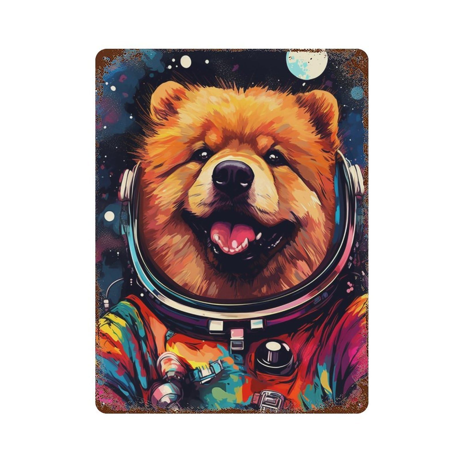 Space Pup Adventure -30 Vintage Rust Metal Sign 15.7"x11.8", for Patio, Garden Room And Bar Decor, Novelty Wall Decor