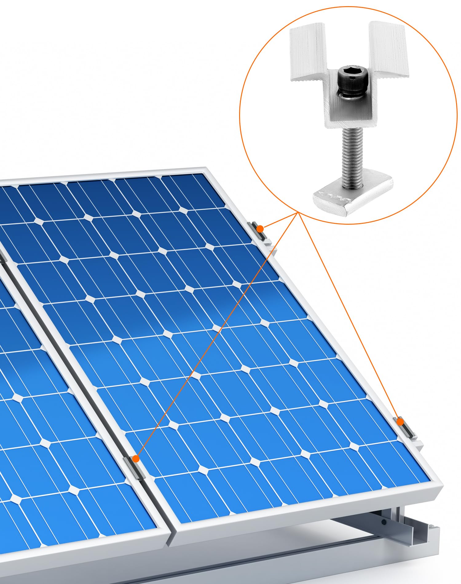 20 Pezzi Staffe Per Pannelli Solari - Morsetti In Alluminio Per Montaggio Fotovoltaico - Foto 4