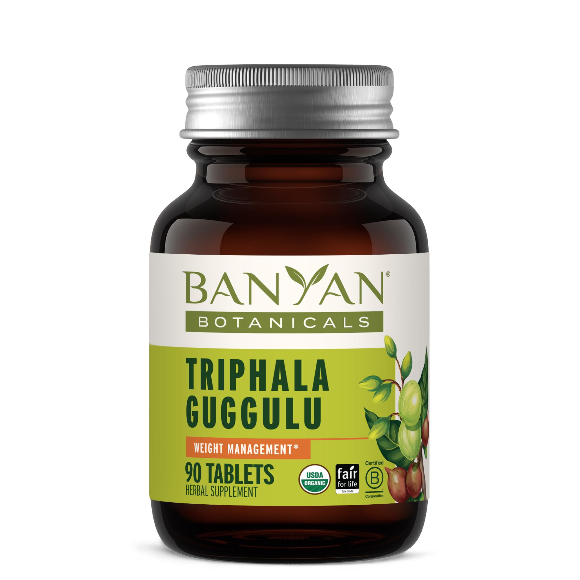 Banyan Botanicals Organic Triphala Guggulu – Deep Tissue Detox & GI Tract Support – Advanced Herbal Cleansing Supplement with Guggulu Resin – Systemic Waste Elimination – 90 Tablets – USDA Organic