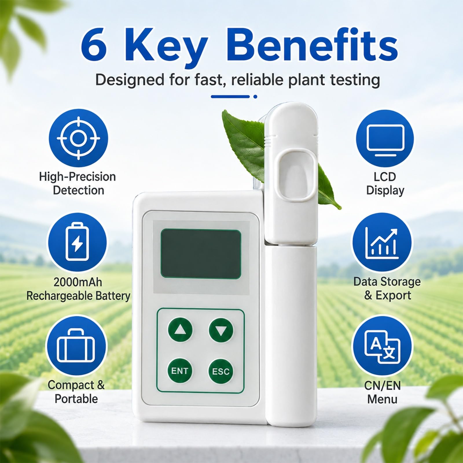 Chlorophylle-Mètre Portable, Testeur Portable, Numérique pour Plantes