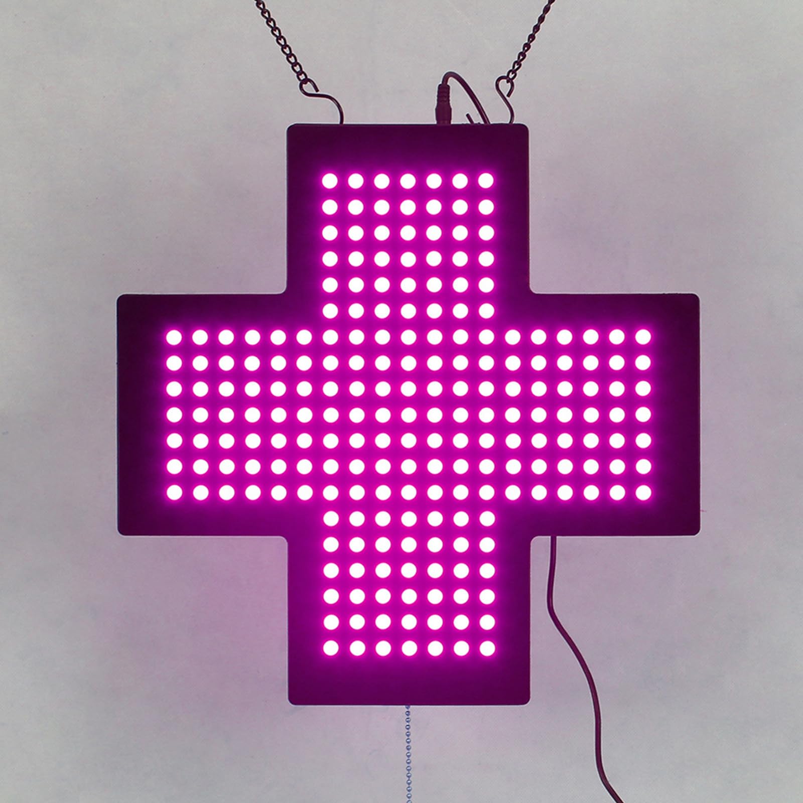 Letrero LED De Cruz Médica De 35 * 35 Cm, Luz De Cruz para Farmacia con Cadena Metálica Colgante, 3 Modos De Iluminación, Fácilmente Reconocible, Duradero Y De Bajo Consumo, para Farmacias