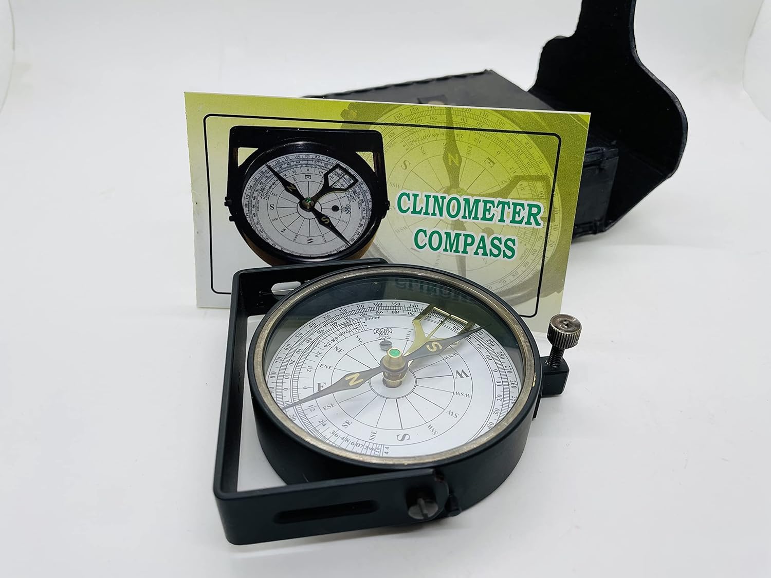 Brass Clinometer Handle Compass Fully Working for Hiking, Outdoor, Pocket Compass with Leather Case Maritime Brass Compass A Great Gift Item-image-18