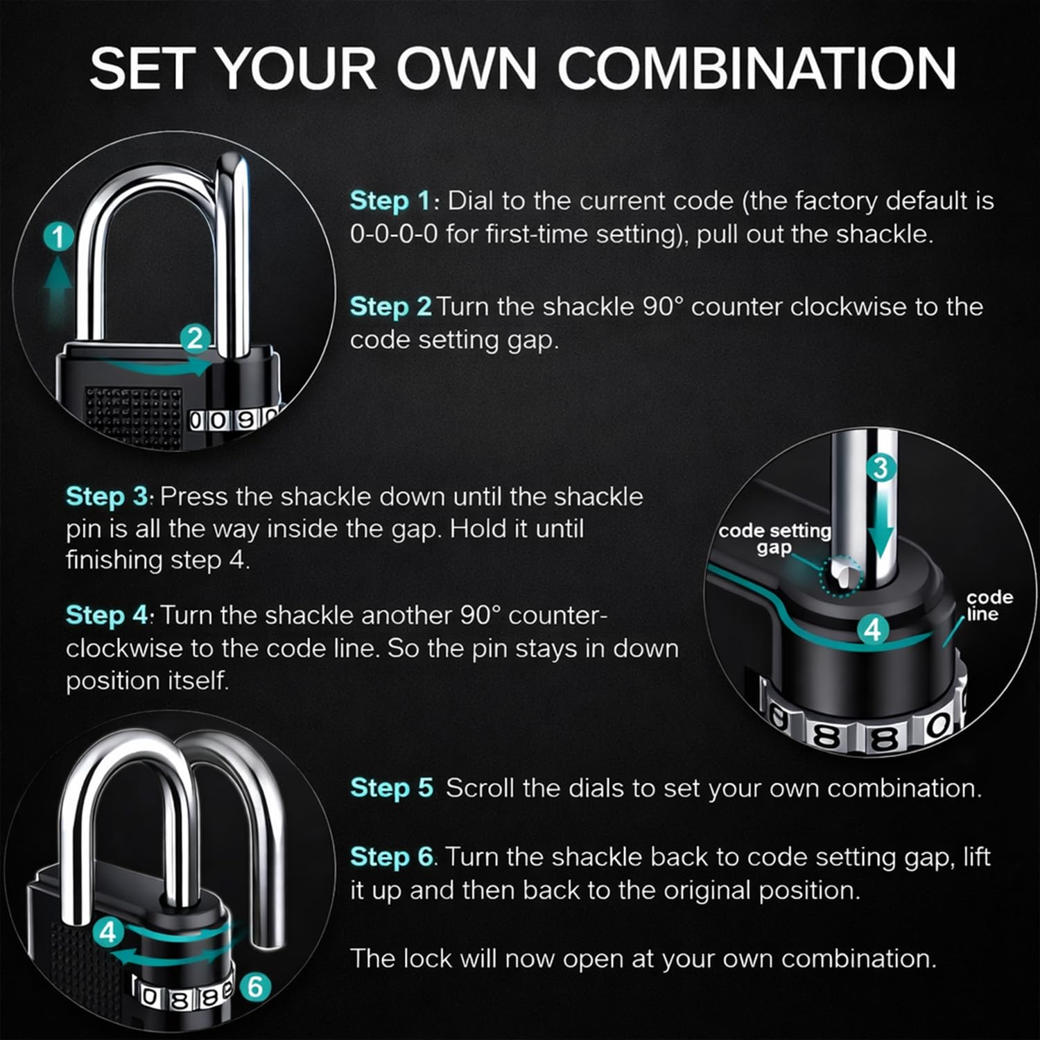 Oblivion Number Lock Set of 2 – Multicolour 4-Digit Number Combination Anti-Theft Metal Lock for Travel Bag, Luggage, Door, Tool Box, Resettable PIN Number Padlock (Initial Password 0-0-0-0) — Amazon image 7