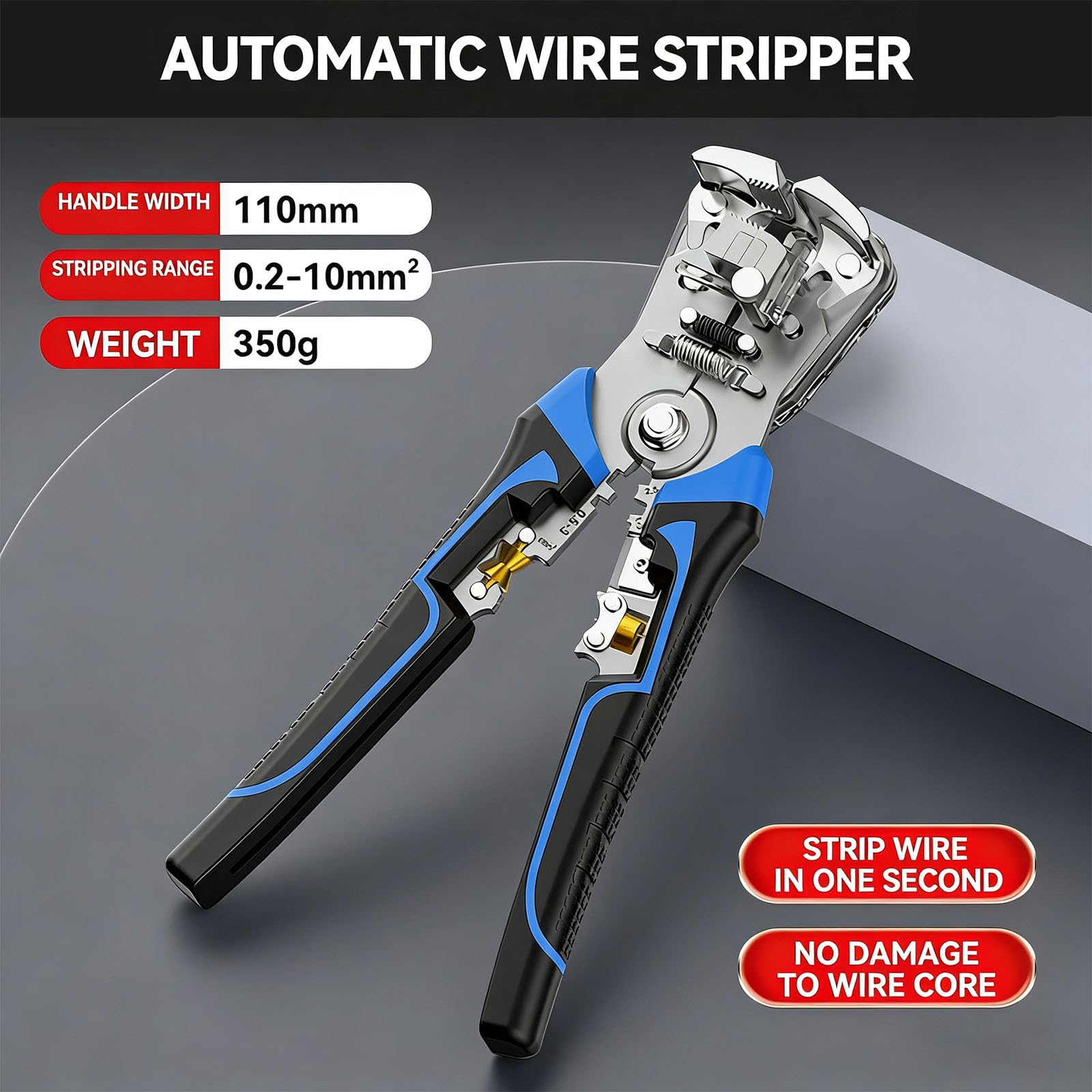 Strumento professionale per elettricista per spelare e crimpare fili 0,2-10 mm² multifunzione design regolazione taglierina filo