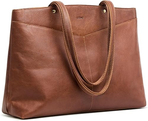 S-ZONE Bolso de mano de cuero para mujer, bolso de hombro de viaje de trabajo, monederos con cremallera