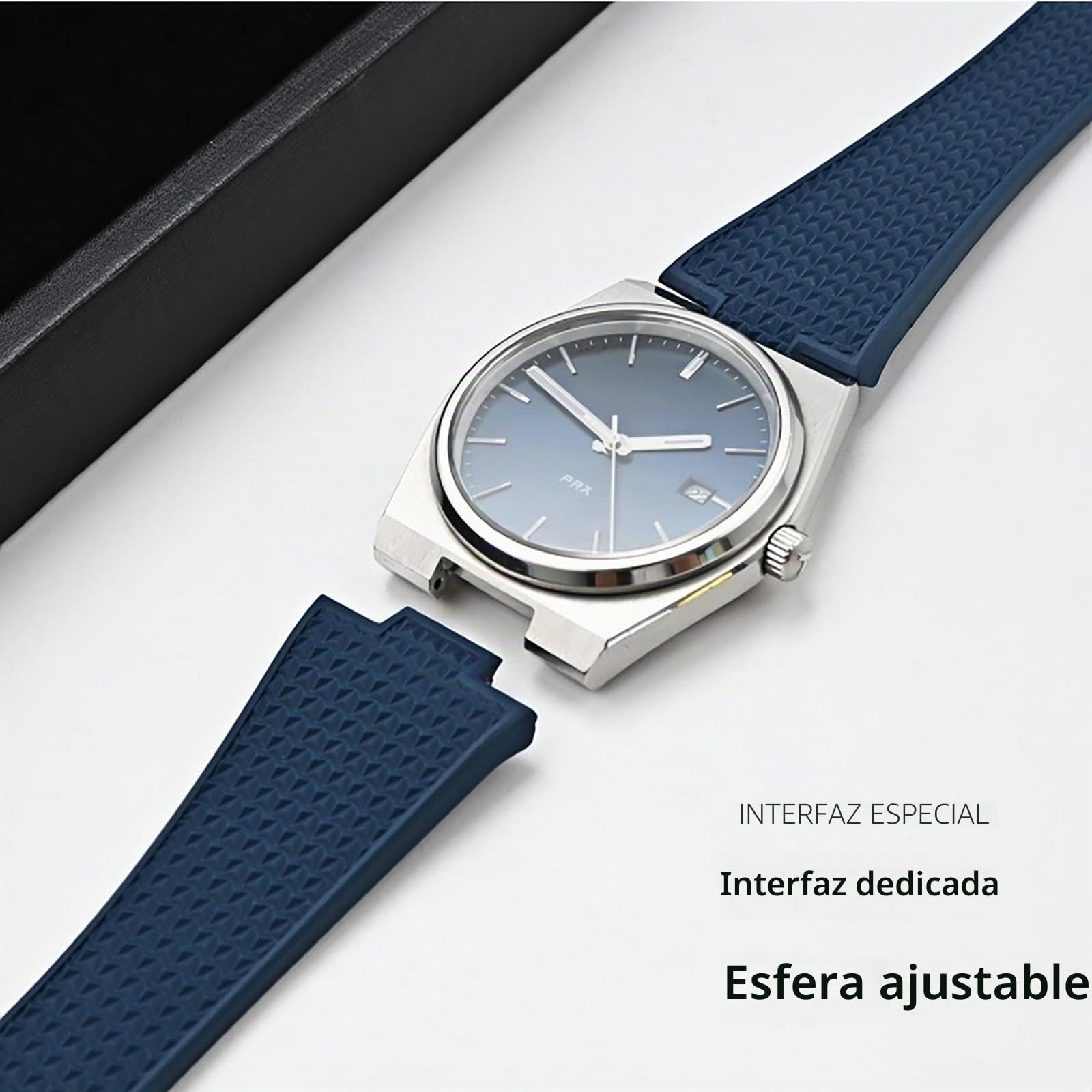 Stanchev Correa para Tissot PRX, correa de cierre plegable de caucho fluorado suave, cortada a tamaño de 11/12 mm, para hombres y mujeres, correas de repuesto para reloj Tissot PRX Series de 35 mm y