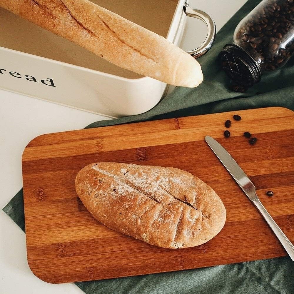 Bread Box, Bread Box with Bamboo Lid As Chopping Board, Bread Box, Storage Basket-Yellow||L