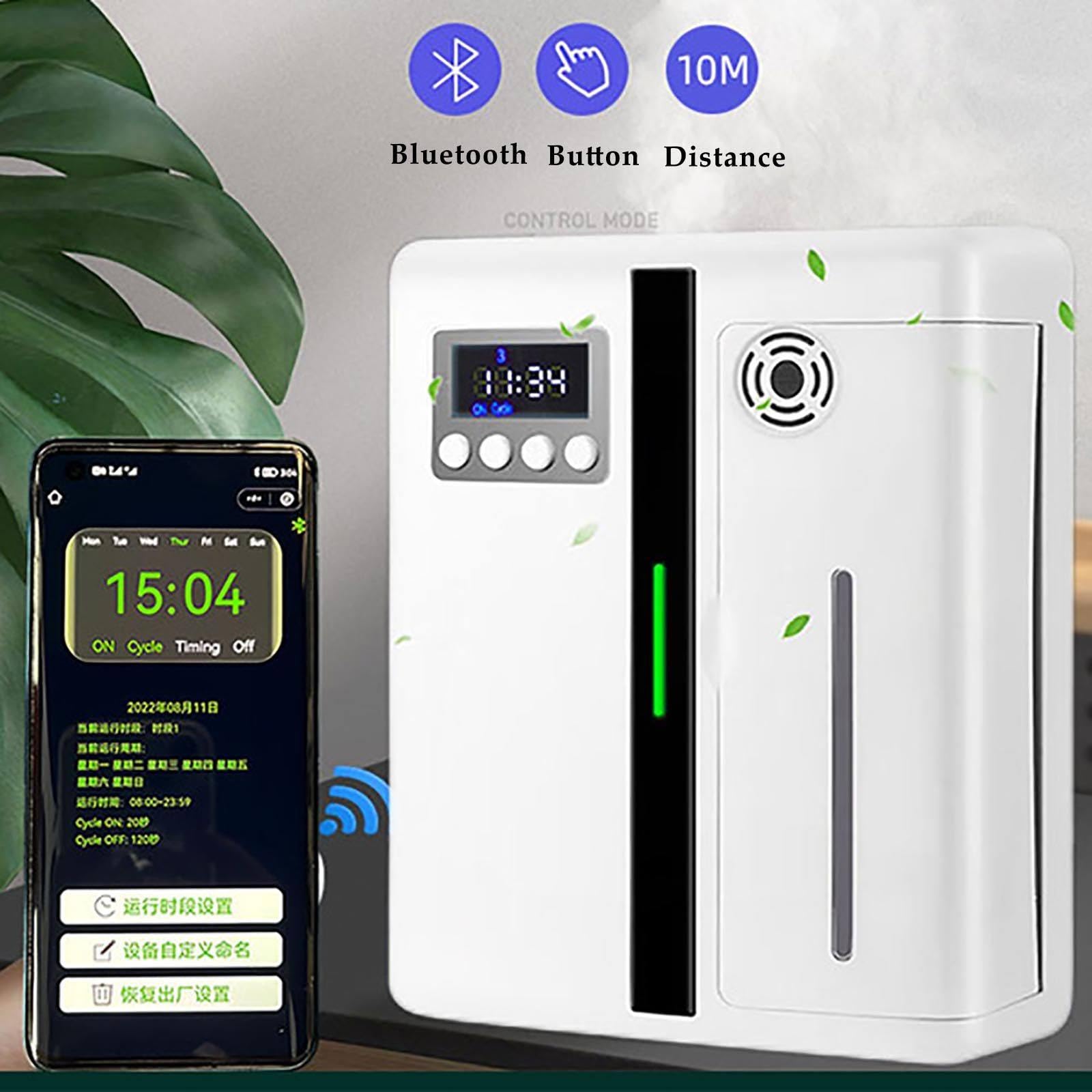 Dyfuzor zapachowy, 200 ml dyfuzor do aromaterapii Bluetooth do domu, inteligentny dyfuzor zapachowy, technologia nebulizacji, obszar zadaszony 300 m³, do domowego biura, hotelu, czarny
