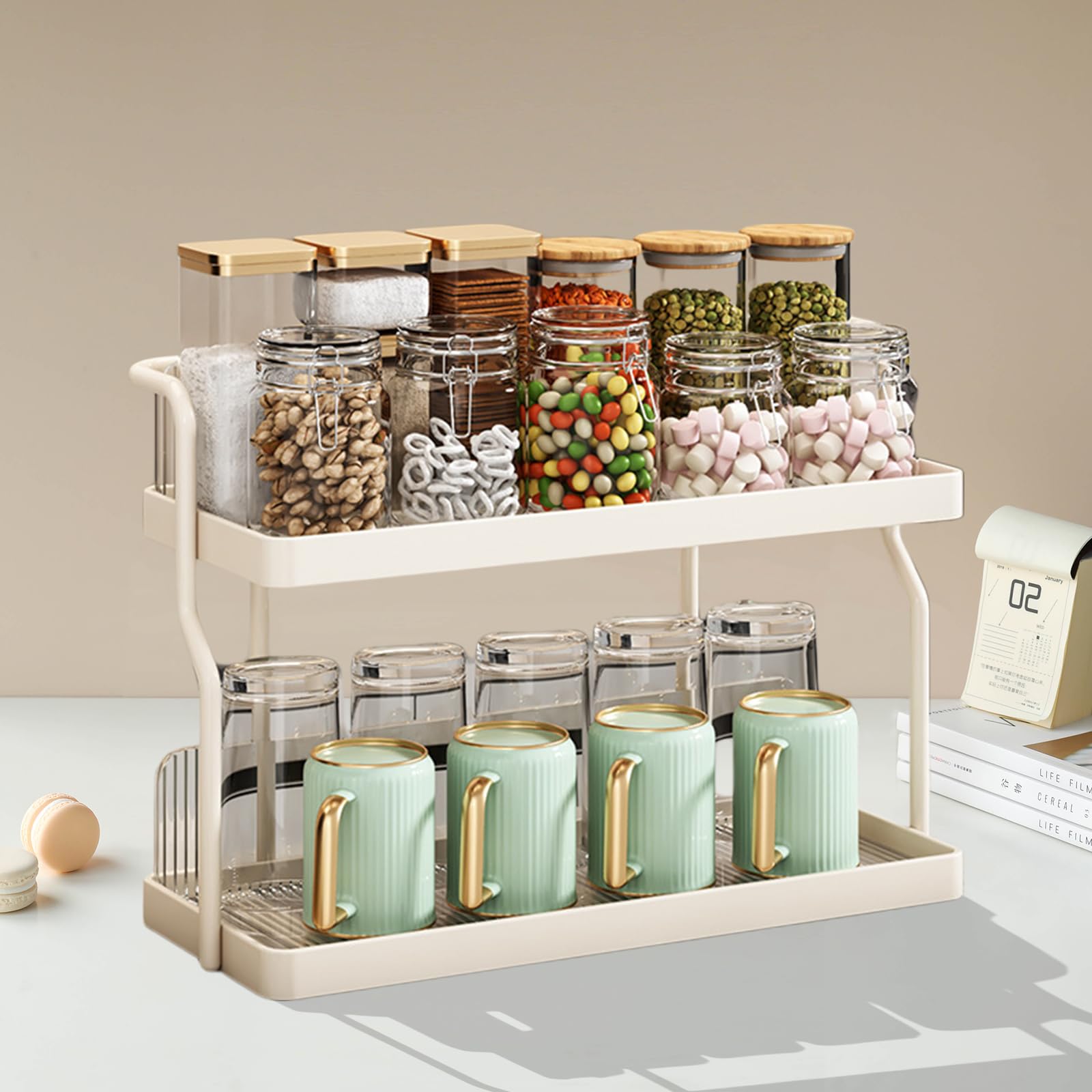 ANTOLE Spice Rack Organizer for Countertop,3 Tier Seasoning Organizer Spice Shelf, Space Saving Spice Rack for Countertop, Cabinet, Spice Organizer for Pantry, Kitchen