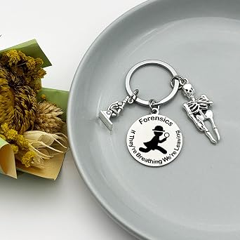 Forensics Gifts Forensic Scientist Keychain for Christmas Graduation Retirement Gifts for Science Investigator Crime Junkie Criminologist Medical Examiner Criminal Investigator Medicolegal Jewelry