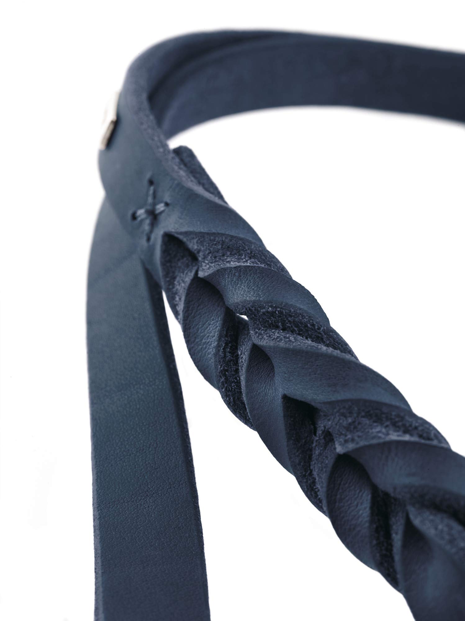 HUNTER SOLID EDUCATION Guinzaglio regolabile in pelle intrecciata resistente, morbido, 1,3 x 200 cm, blu scuro