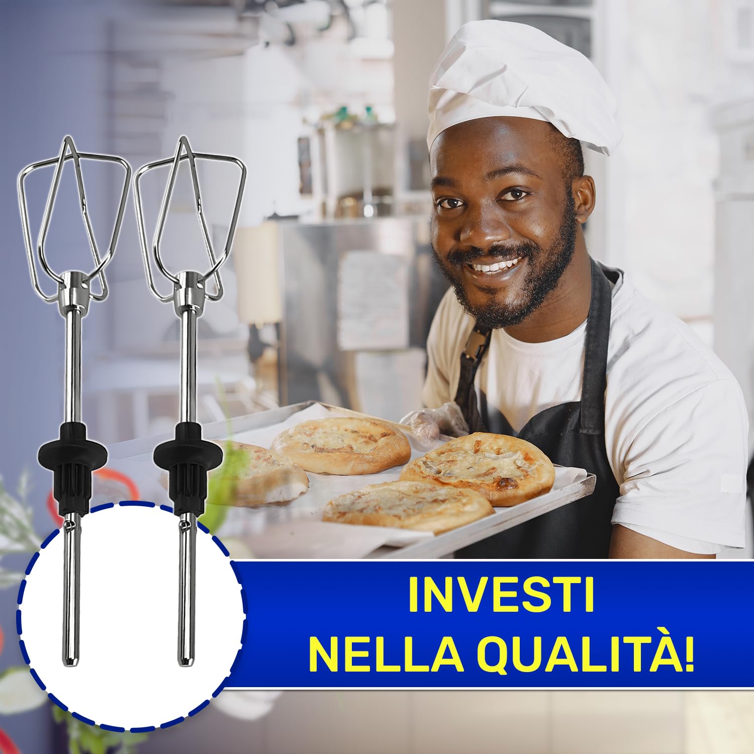 MONTERAL 2 Pezzi Fruste per Sbattitore Elettrico con Codice Originale MS-652993 MS652993 per Krups Mixer Mano F6081431 F6085811 GN9101 GN9121 3Mix 7000 3Mix 9000 Handmixer - Garanzia di 10 Anni
