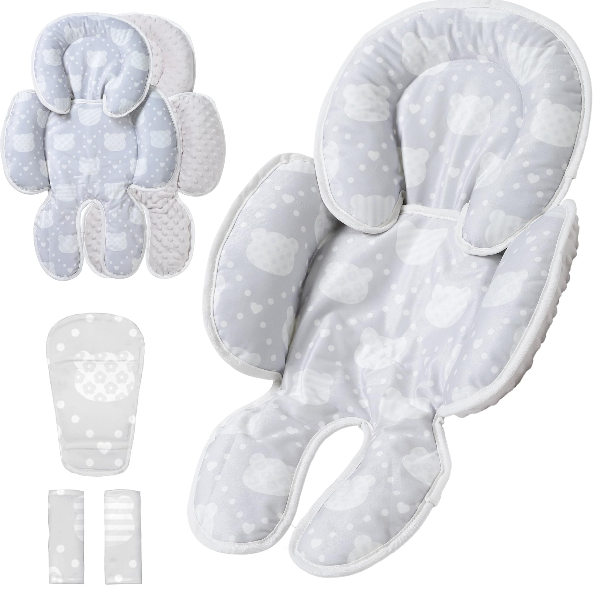 E1F1NN DOT Baby Car seat Head Support, 2-in-1 Infant Car Seat Insert for Newborn Girls Boys Extra Soft Baby Support Pillow Cushion for Carseats,