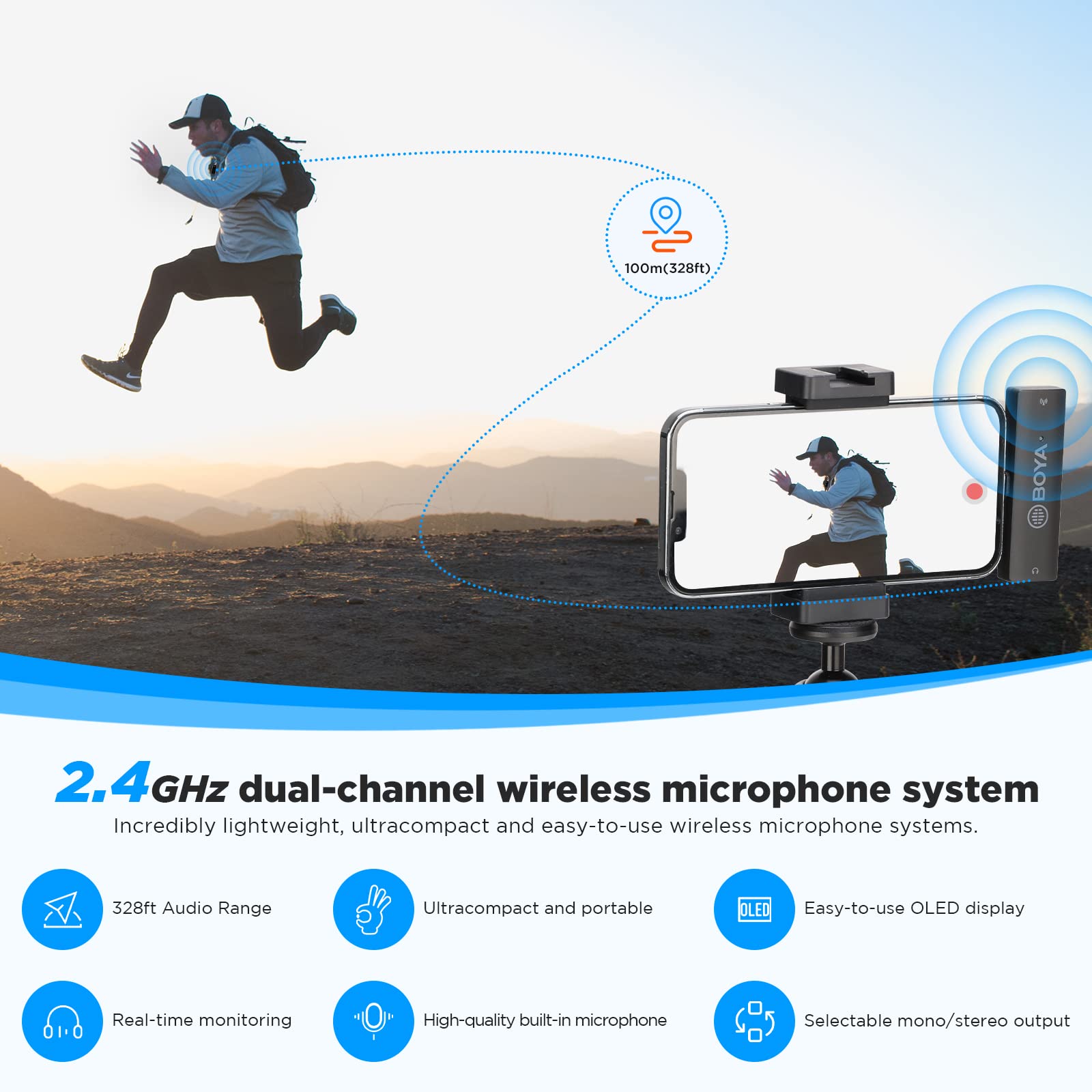 BOYA BY-XM6 S3 Microfono Lavalier Wireless per iPhone iPad, Plug Play Risvolto Lav Mic per Registrazione Video YouTube Facebook Live Stream Podcast Intervista Vlog
