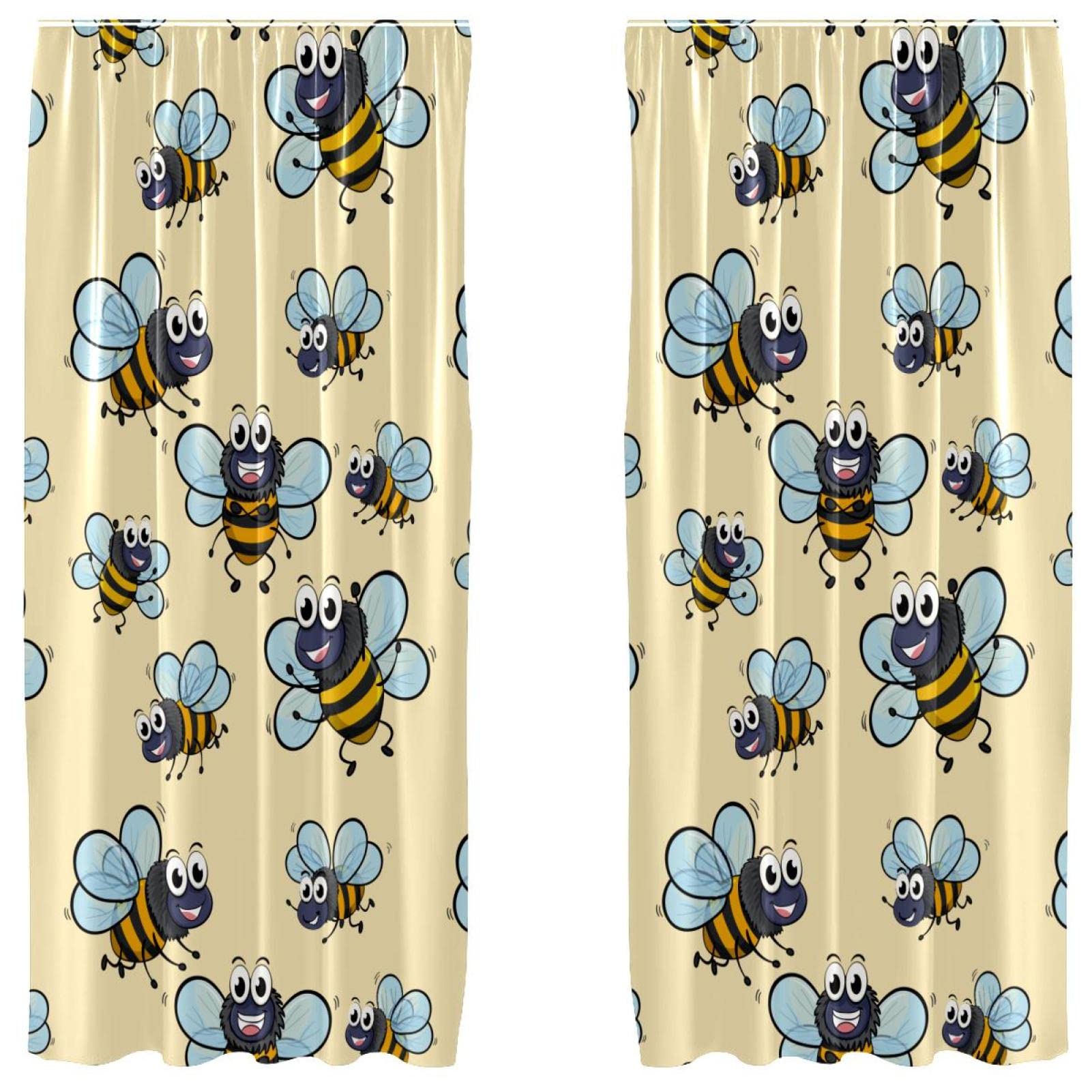 Rideaux occultants chambre à coucher motif abeilles 140 x 213 cm | Rideau thermique occultant