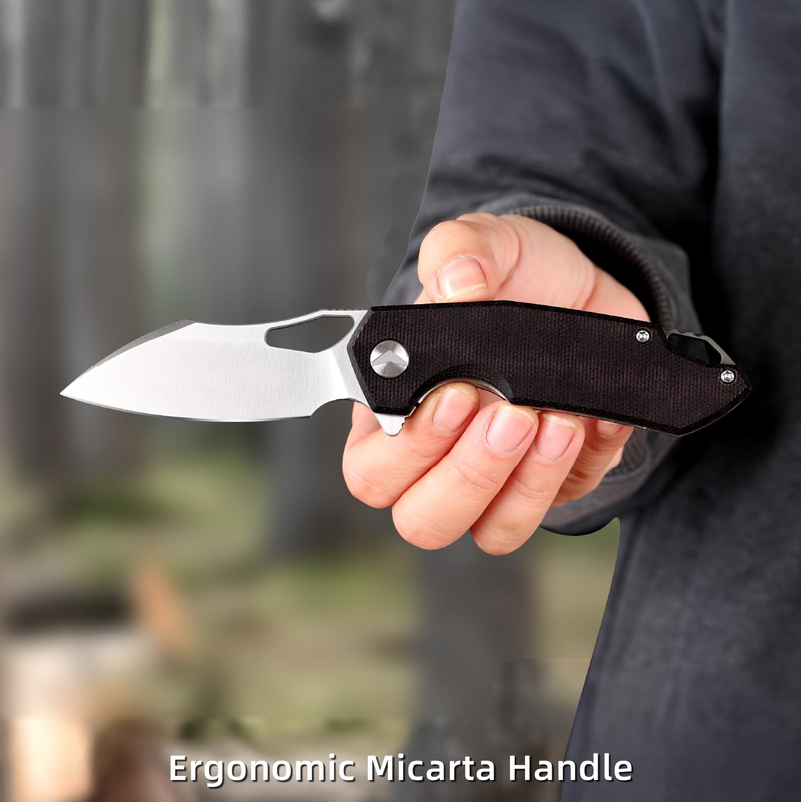 Taschenmesser für Männer, 154CM Stahl, EDC Einhandmesser Jagdmesser Camping-Klappmesser mit für Outdoor, Überleben, Jagd und Camping (Rot)