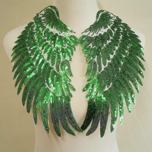 1 par de parches de lentejuelas de alas de ángel doradas y plateadas para ropa, parche bordado para planchar, apliques de accesorios de Navidad (5.5
