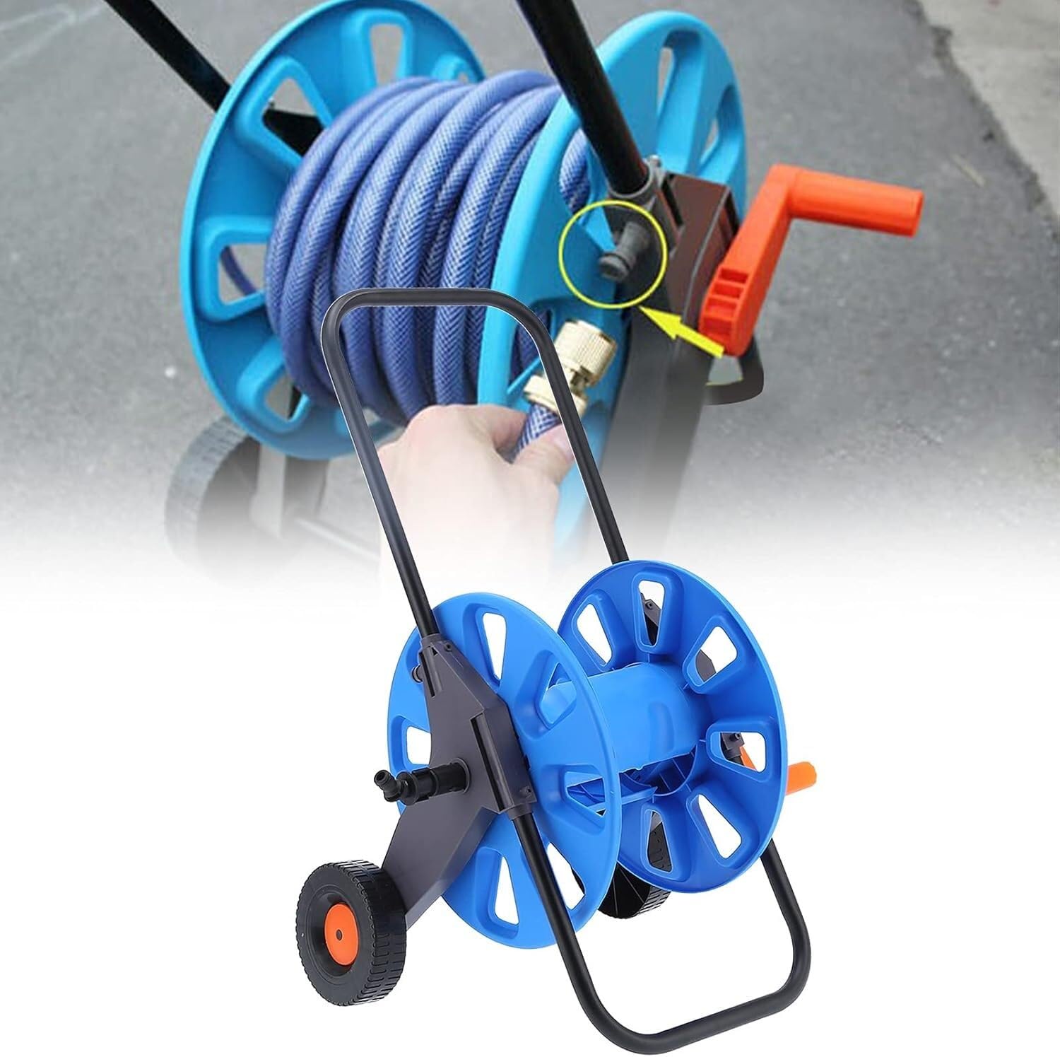 Kanduo enrollador de Manguera Carro portamangueras, Soporte for mangueras de jardín, Soporte for mangueras de Exterior for Carreteras, invernaderos y lavaderos de Coches.