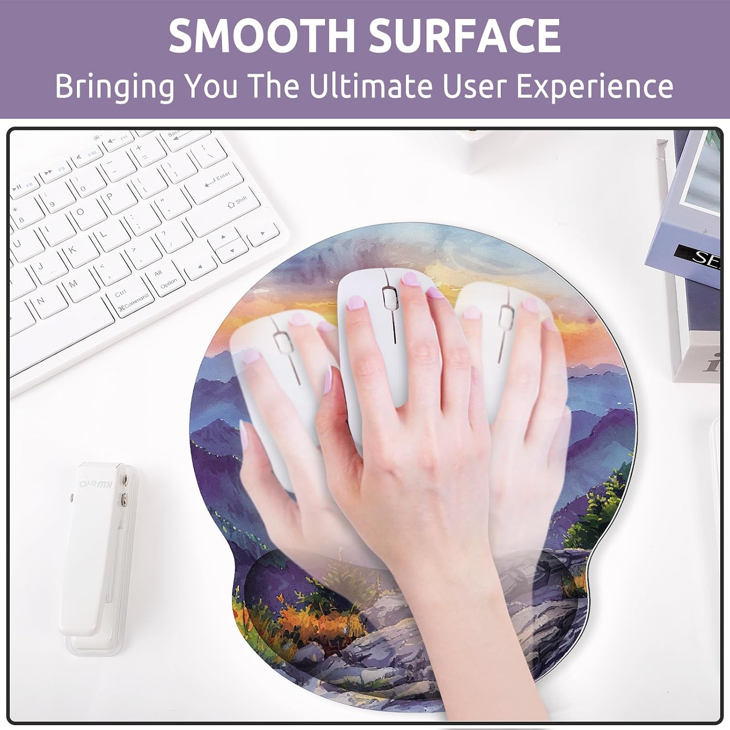 KONVINIT Ergonomic Mouse Pad with Wrist Rest, Small Mousepad with Non-Slip Rubber Base and Smooth Surface, Beach Mouse Pads for Desk, Office Desk Accessories image 5