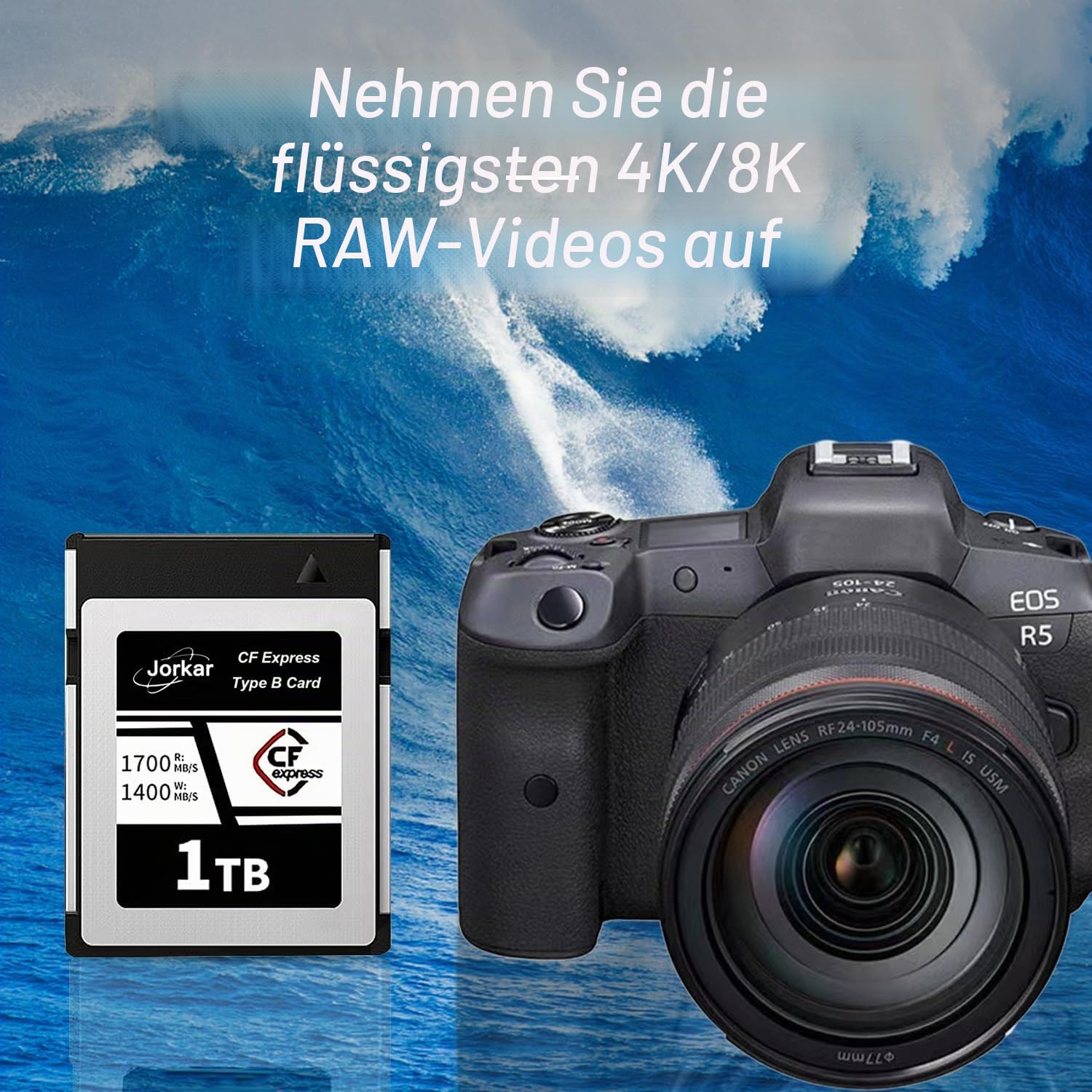 CFexpress Typ B 128GB Speicherkarte für Kameras Nikon Z6II/Z7II/D6/D5/D500,for Canon EOS-1DX/C300/C500/R5C R3,for Panaso GH6/S1/S1R/S1K, DJI Ronin 4D RAW 8K 4K