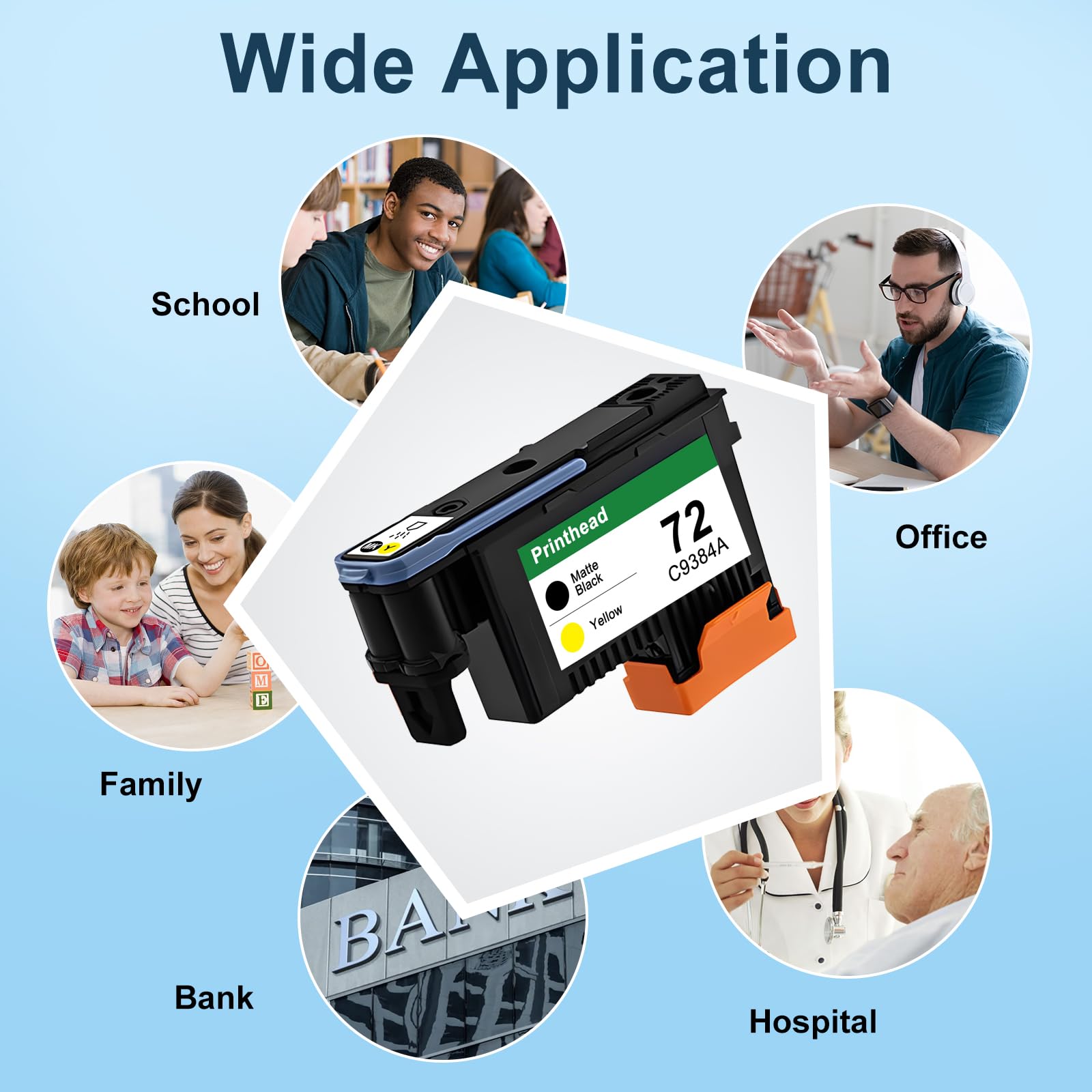Cabezal de impresión 72 remanufacturado compatible para HP 72 cabezal de impresión C9384A para HP Designjet T610 T620 T790 T770 T1300 T2300 T1120 T1100 T1200 T600 (MBK/Y)