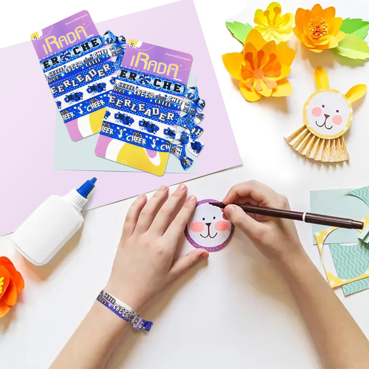 10 ligas elásticas para el cabello para niñas y mujeres, lindas cintas para coleta de caballo, sin daños, bandas anudadas para el cabello, color azul