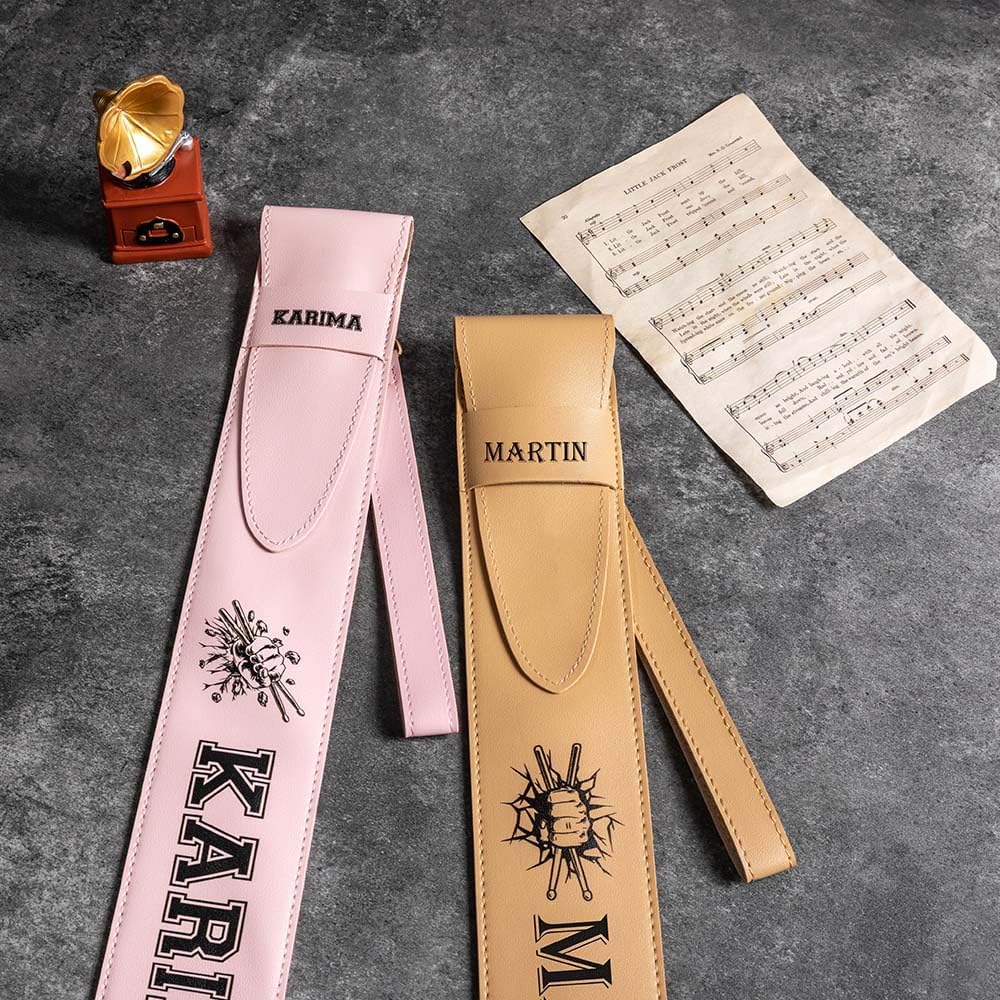 Personalized Leather Drum Stick Bag, Custom Name Portable Drumstick Bag 5 Colors Option Gift for Drummers