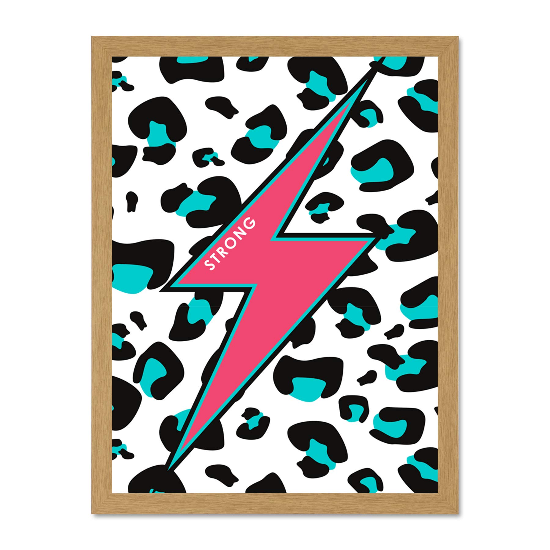 Wee Blue Coo Pink Teal Leopard Reverse Strong Large Framed Art Print Wall Poster 18x24 inch