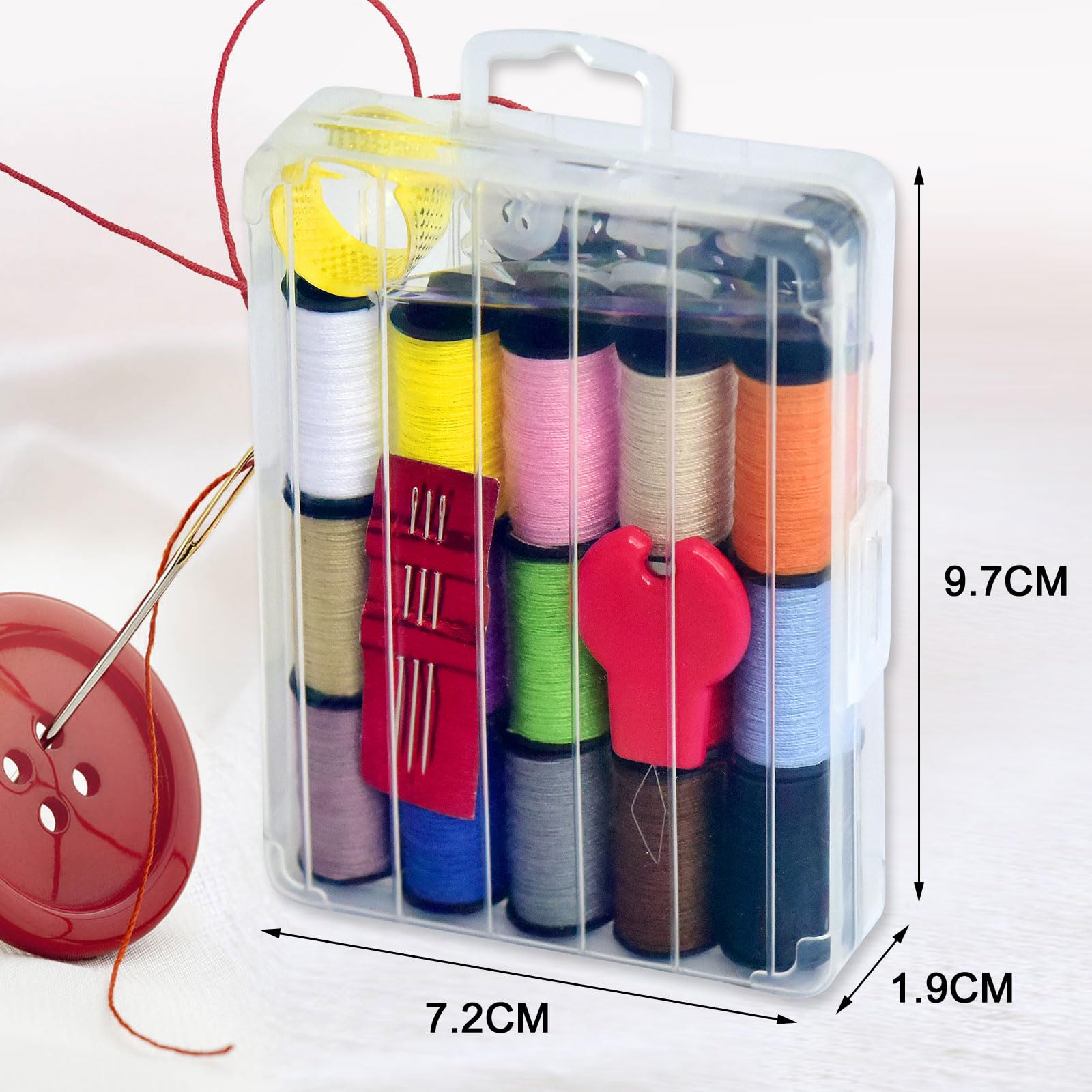 Mini kit de costura, kit de costura portátil, kit de caja de costura portátil para adultos, suministros de reparación (30)