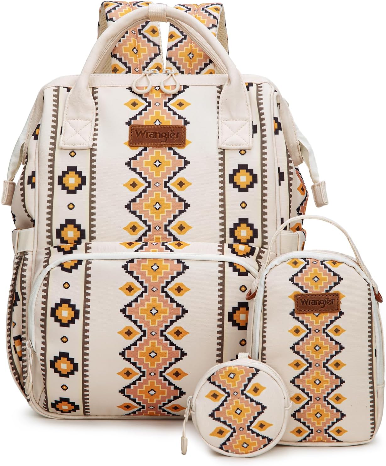 Montana West Wrangler Callie Diaper Bag Backpack with Pacifier Case, Crossbody Bottle Bag and Stroller Straps Western Pattern Multifunction Baby Travel Bag Set WG2215-9110TN