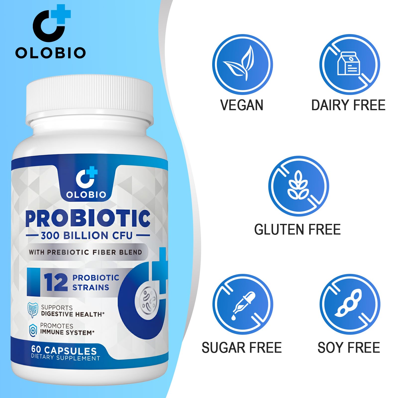 300 Billion CFU Probiotic, 12 Strains with 3 Organic Prebiotics, 60 Counts — Amazon image 7