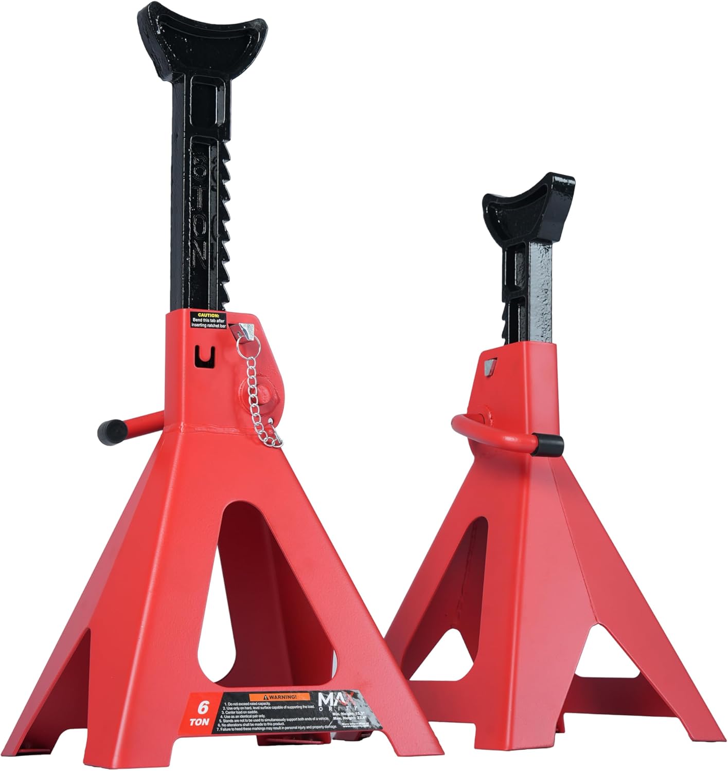 6 Ton Jack Stands with Double Locking System – Heavy Duty Vehicle Support Stands for Cars, Trucks, SUVs & Vans, Reliable Automotive Lift Stands with Wide Base, Set of 2, Red