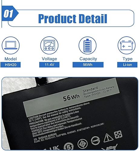 Miniatura 2 de Dentsing Batería para laptop H5H20 RRCGW de repuesto para Dell Precision 5510 5520 M5520 5530 5540 XPS 15 9550 9560 9570 9590 Inspiron 7590 7591