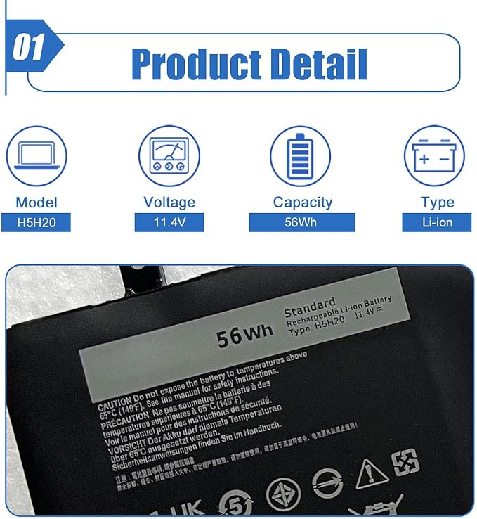 Batería Dentsing H5H20 11.4V 56Wh Li-ion para Dell miniatura 2