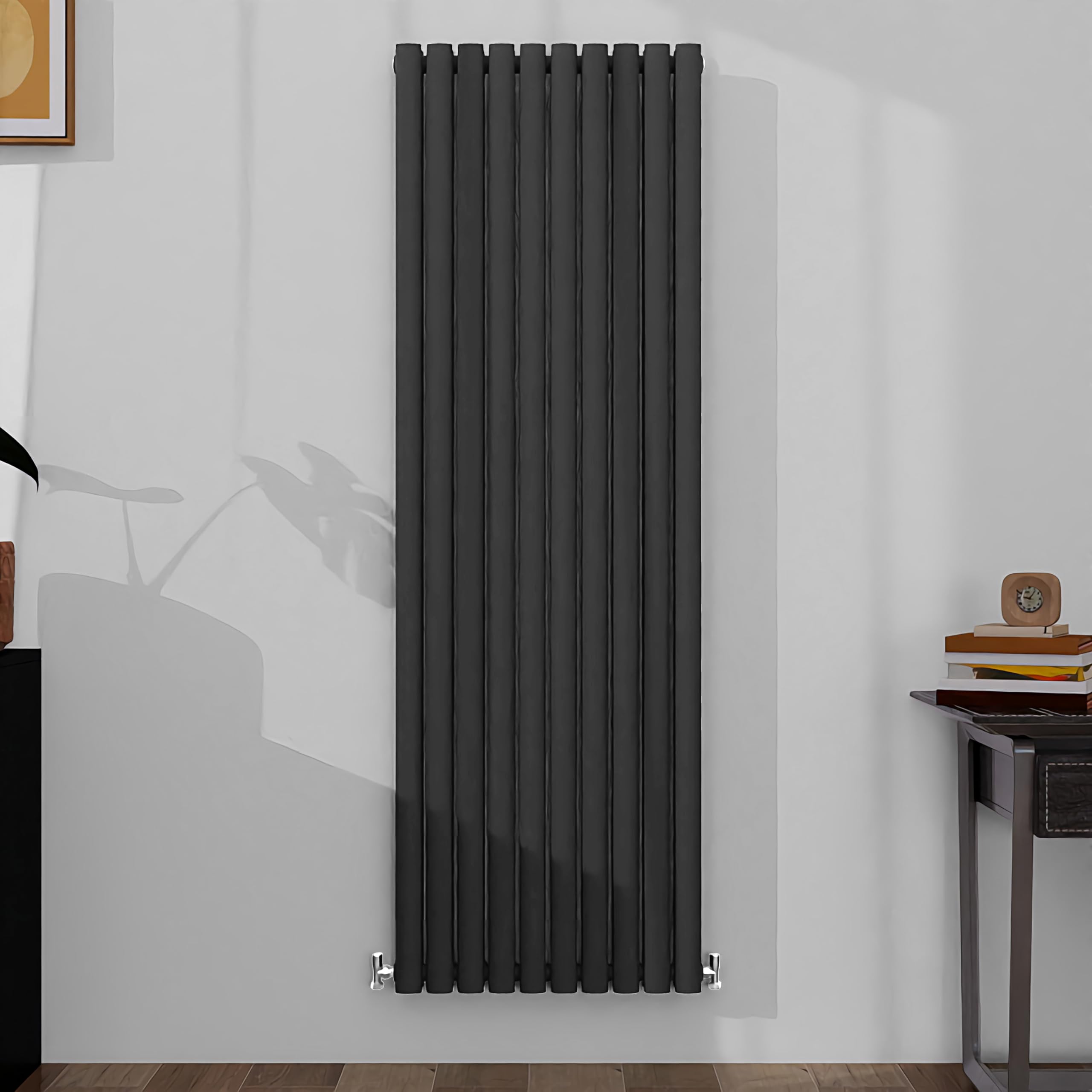 SLINE SANITARY Vertical Oval Column Rradiator Bathroom Central Heating Anthracite 1800ร590mm Double Panel Radiator