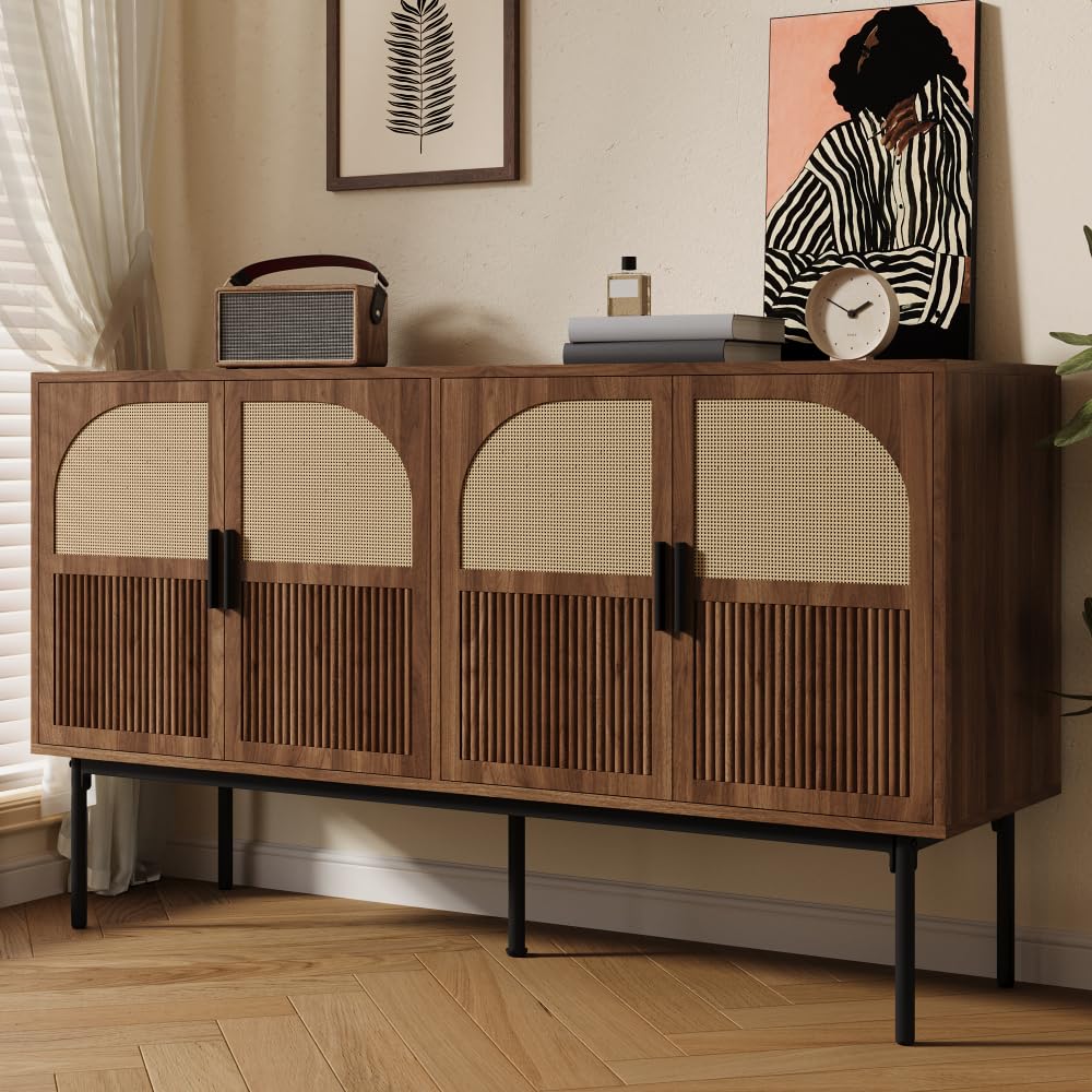 Credenza moderna e semplice, 140 x 40 x 80 cm (lunghezza x larghezza x altezza), colore naturale