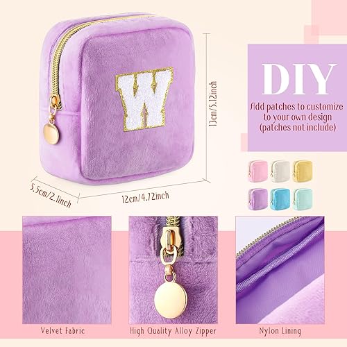 Miniatura 2 de Aliceset 6 bolsas de maquillaje preppy, pequeña bolsa de cosméticos de terciopelo para monedero, bolsa de viaje con cremallera, bolsa de