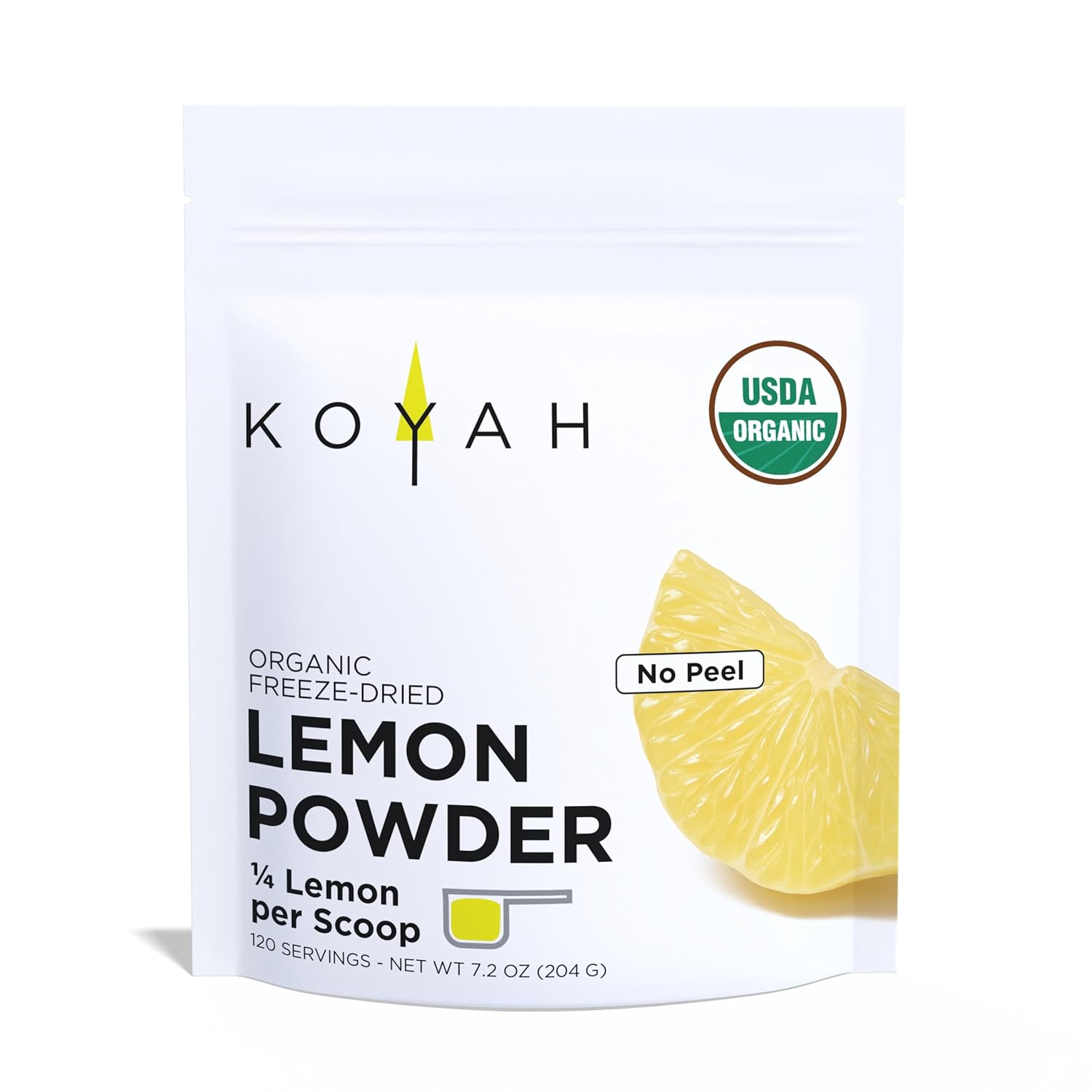 KOYAH - Organic Lemon Powder (no peel) - 120 Servings (1 Scoop = 1/4 Lemon), Freeze-Dried