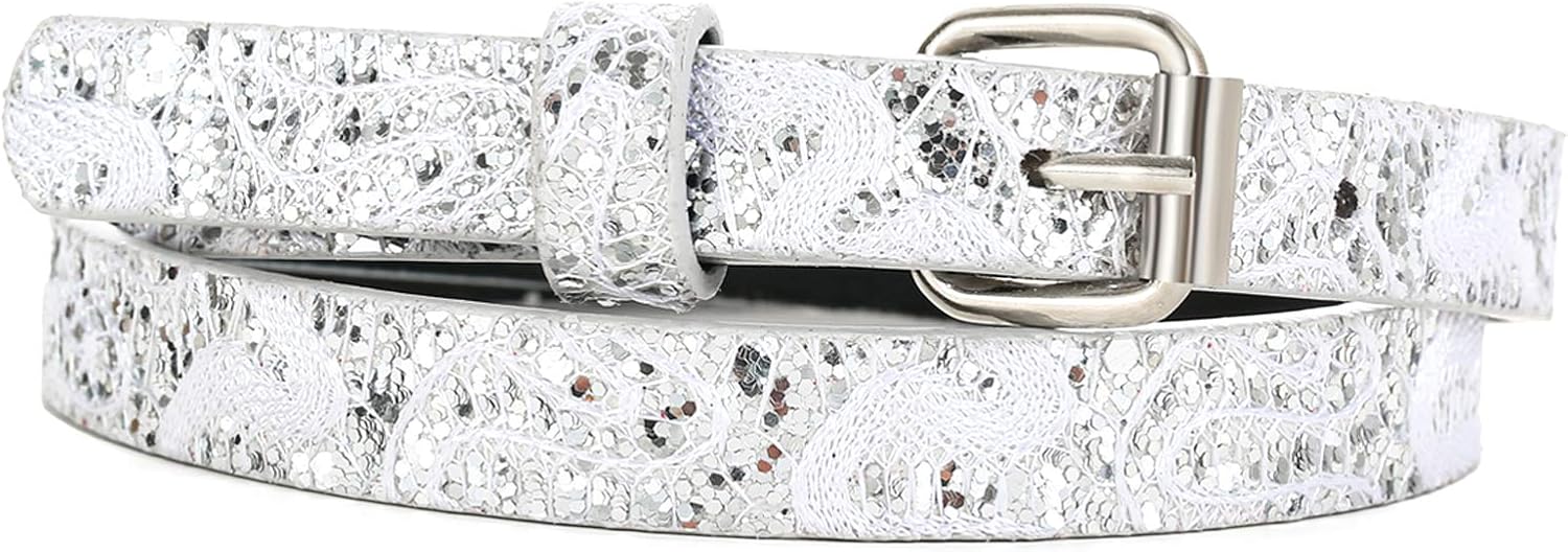 Belts for Girls 3 Pack Teen Kids Fashion Preffered PU Leather Glitter Belt Fit Pant 19"-30": Clothing, Shoes & Jewelry
