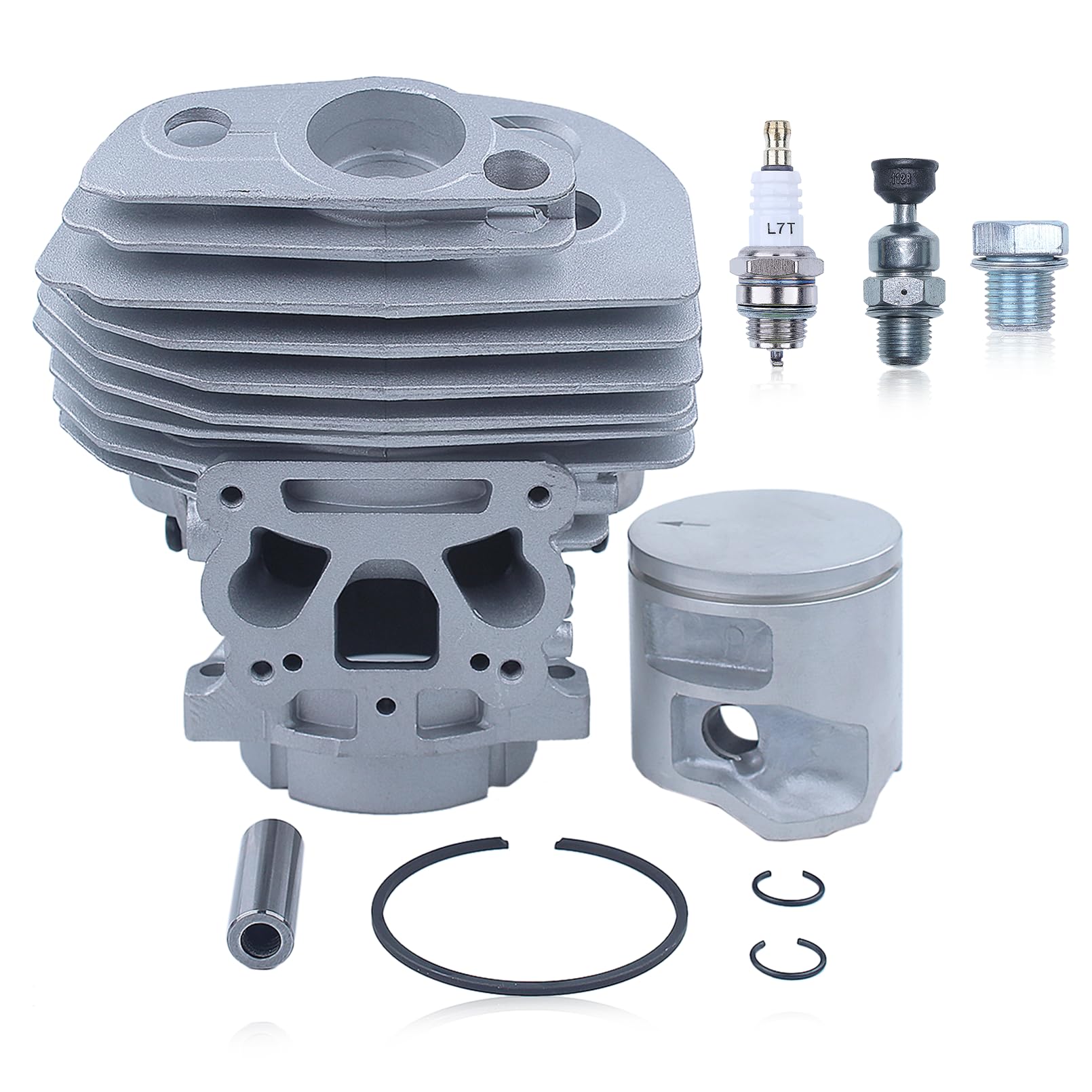 46 mm Zylinder und Kolben Set für Husqvarna 560XP, 560XPG, 562XP, 562XPG Kettensägen, mit Zündkerze und Dekompressionsventil, Ersetzt 575355803