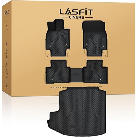 LASFIT Floor Mats & Trunk Mat for Toyota Crown 2023-2026, All Weather TPE Mats Custom Fit Floor Liners for Toyota Crown Accessories 1st & 2nd Row Full Set Car Mats and Cargo Liner, Black