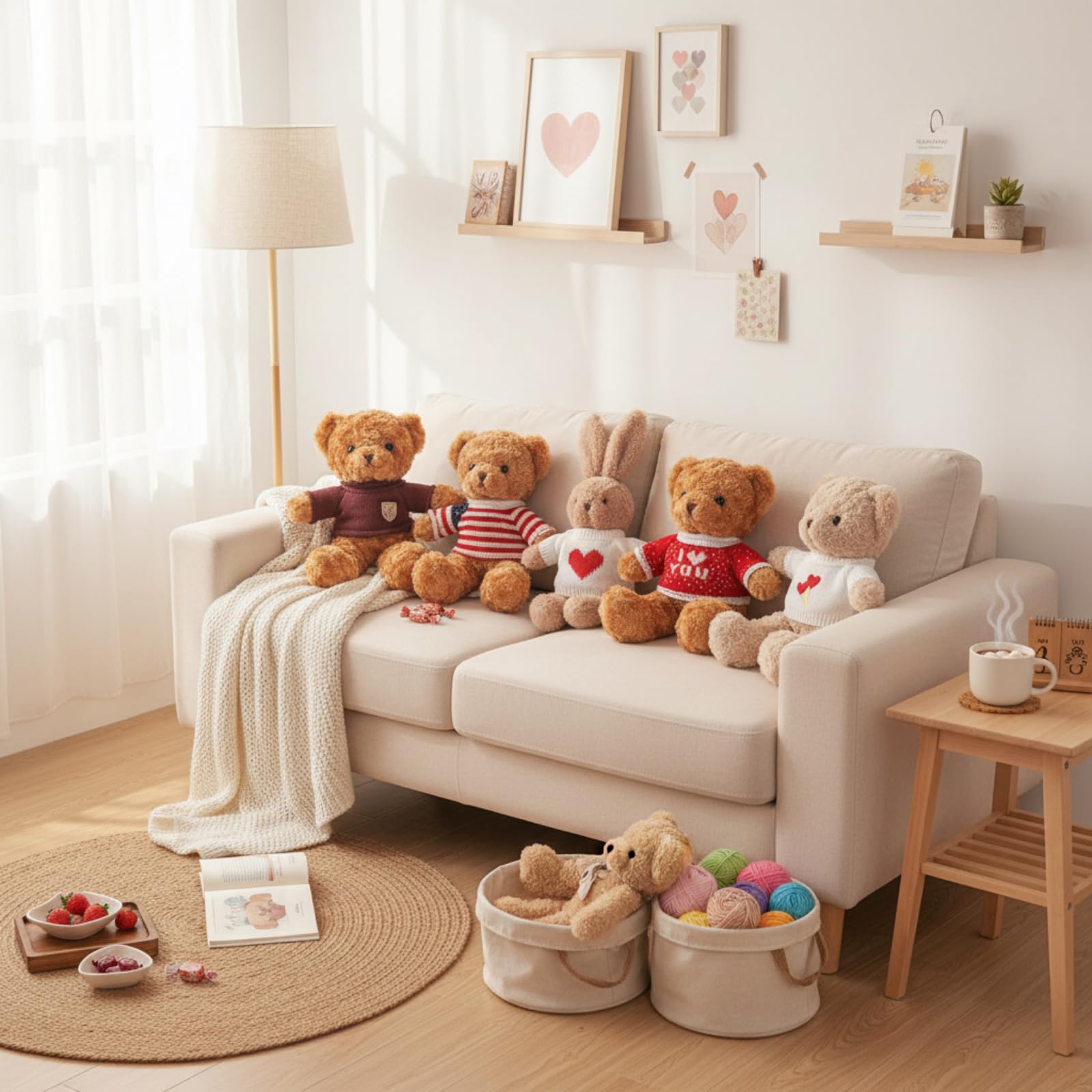 Junkin 5 Pcs Bear Clothes for Toy Bears,White,Red,Heart