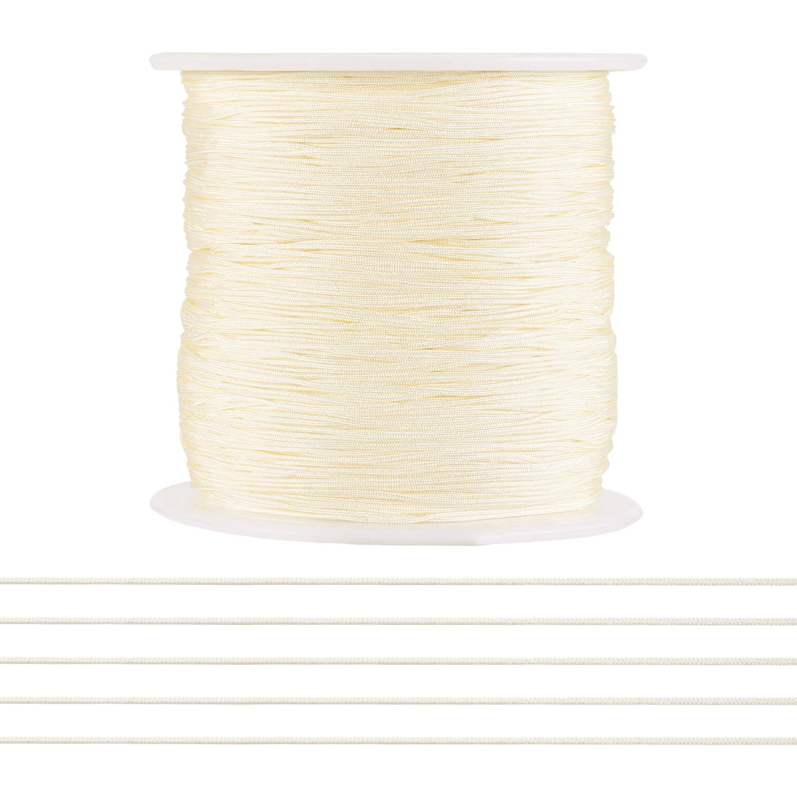 Cordón de nailon trenzado Pandahall de 0,5 mm, hilo fino y resistente con carrete