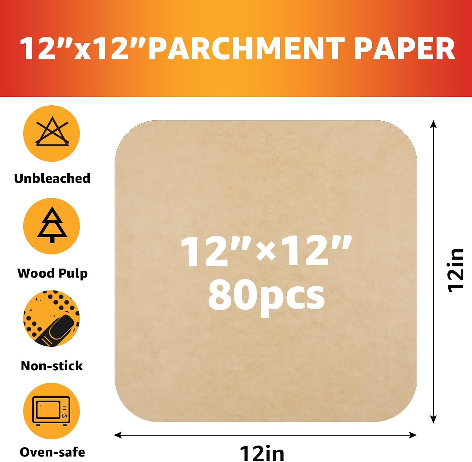 12 inch Air Fryer Parchment Paper Squares, 80 Sheets Unbleached Pre-Cut Baking Disposable Paper Liner for Ninja Foodi Flip S SP101 SP201 SP301 SP351, Cuisinart Toaster Oven